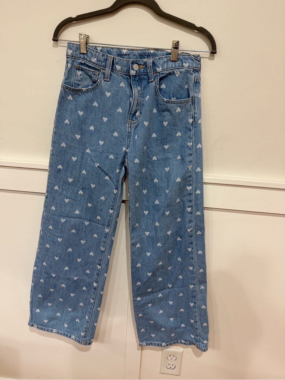 Old Navy denim Heart Print Straight-Leg Jeans, girls 14